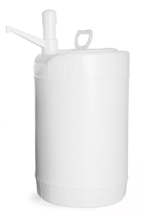 6 gal White Storage Drums w/ Dispensing Pumps