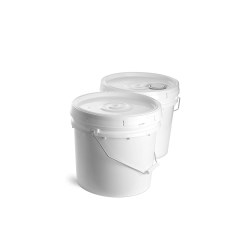 3.5 gal w/ Cover, Rieke Spout White Plastic Pails w/ Reilke Covers