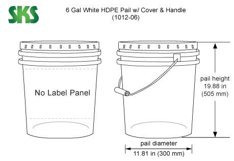 6 Gal w/ Cover, No Spout Plastic Pails w/ Cover, No Spout