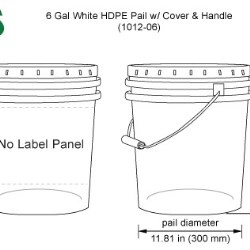 6 Gal w/ Cover, No Spout Plastic Pails w/ Cover, No Spout