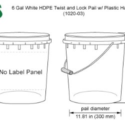 6 gal White Twist and Lock Pails w/ Plastic Handles