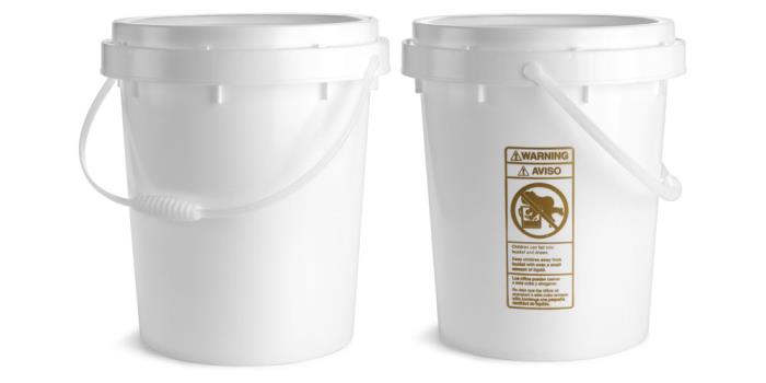 5 gal White Twist and Lock Pails w/ Plastic Handles