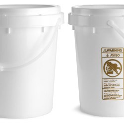 5 gal White Twist and Lock Pails w/ Plastic Handles