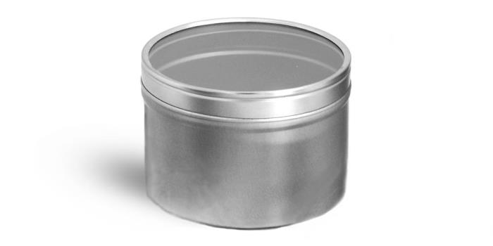 8 oz Metal Containers, Metal Tins w/ Clear View Tops