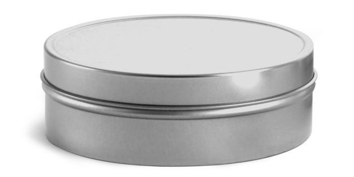 8 oz Flat Metal Tins w/ Rolled Edge Covers