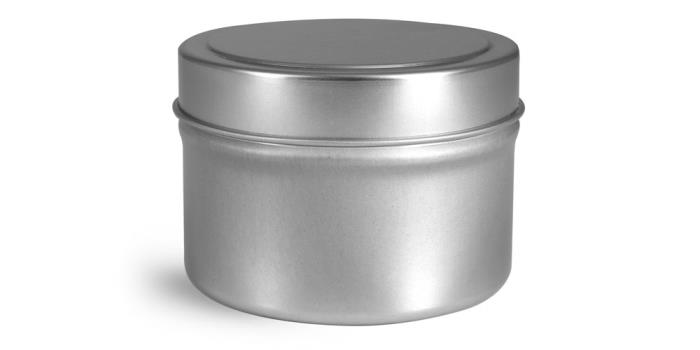 4 oz Metal Containers, Footed Candle Tins w/ Rolled Edge Covers