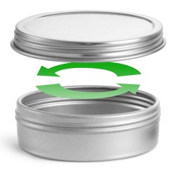 2 oz Silver Metal Twist Top Tins w/ Continuous Thread