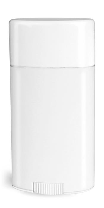 2.65 oz Plastic Tubes, White Polypropylene Deodorant Tubes w/ Flat White Caps