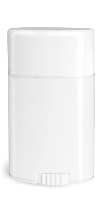 1.76 oz Plastic Tubes, White Polypropylene Deodorant Tubes w/ Flat White Caps