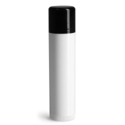 .15 oz Black Cap Lip Balm Tubes, White Lip Balm Tubes w/ Colored Caps