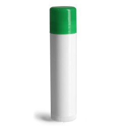 .15 oz Green Cap Lip Balm Tubes, White Lip Balm Tubes w/ Colored Caps