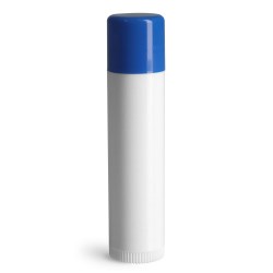 .15 oz Blue Cap Lip Balm Tubes, White Lip Balm Tubes w/ Colored Caps