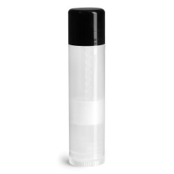 .15 oz Black Cap Lip Balm Tubes, Natural Lip Balm Tubes w/ Colored Caps