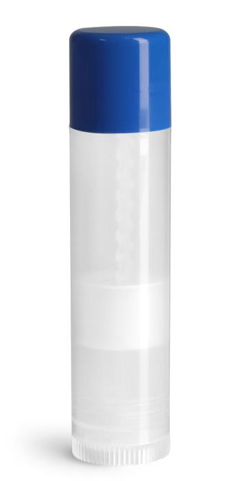 .15 oz Blue Cap Lip Balm Tubes, Natural Lip Balm Tubes w/ Colored Caps