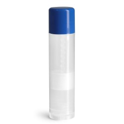 .15 oz Blue Cap Lip Balm Tubes, Natural Lip Balm Tubes w/ Colored Caps