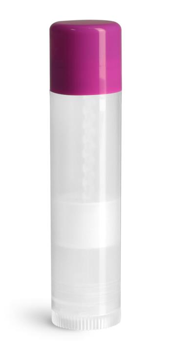 .15 oz Purple Cap Lip Balm Tubes, Natural Lip Balm Tubes w/ Colored Caps