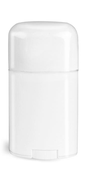 1.76 oz White Polypro Oval Deodorant Tubes w/ White Caps