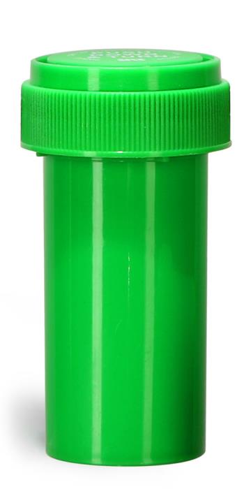 13 Dram Plastic Vials, Green Polypropylene Reversible Cap Vials