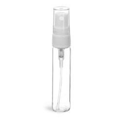 4 ml Clear Glass Vials w/ White Sprayers and Clear Overcaps