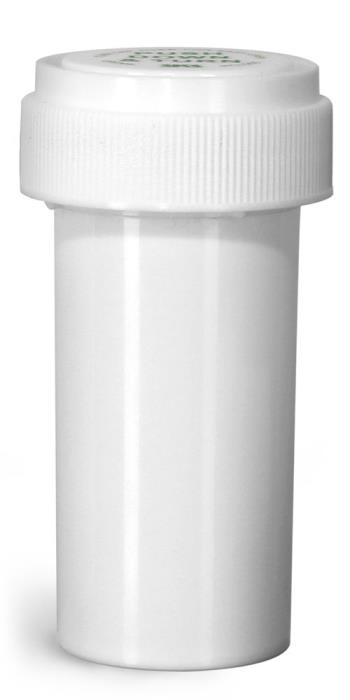 13 Dram Plastic Vials, White Polypropylene Reversible Cap Vials