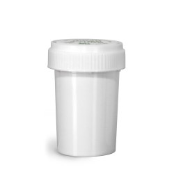 20 Dram Plastic Vials, White Polypropylene Reversible Cap Vials