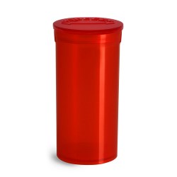 13 Dram Hinge Top Containers, Red Polypropylene Plastic Pop Top Vials