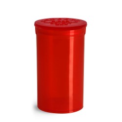 19 Dram Hinge Top Containers, Red Polypropylene Plastic Pop Top Vials