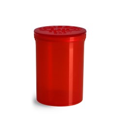 30 Dram Hinge Top Containers, Red Polypropylene Plastic Pop Top Vials