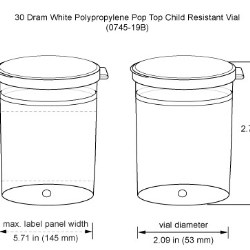 30 Dram Hinge Top Containers, White Polypropylene Plastic Pop Top Vials