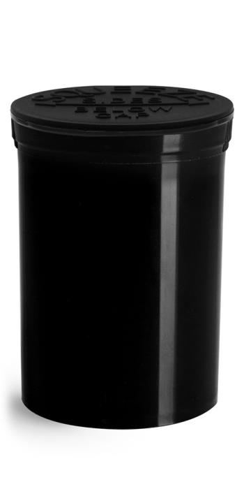 30 Dram Hinge Top Containers, Black Polypropylene Plastic Pop Top Vials