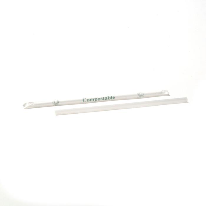 8 in. White Super Jumbo Straw, Compostable - STRAW8 1698026