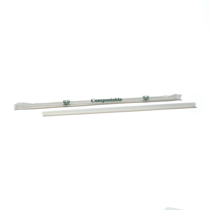 10 in. White Super Jumbo Straw, Compostable - STRAW10 1698027