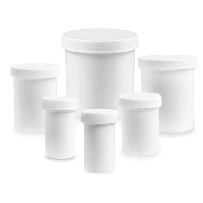 White Plastic Ointment Jars with Molded Caps