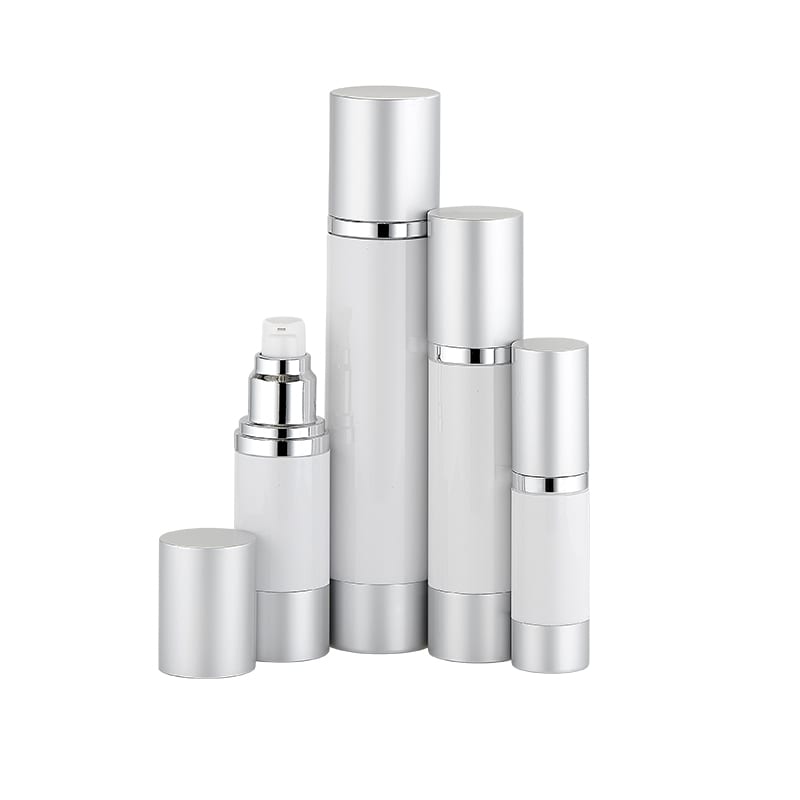 O_JS015_W | 15 ML In-Stock Silver & White Airless Bottle