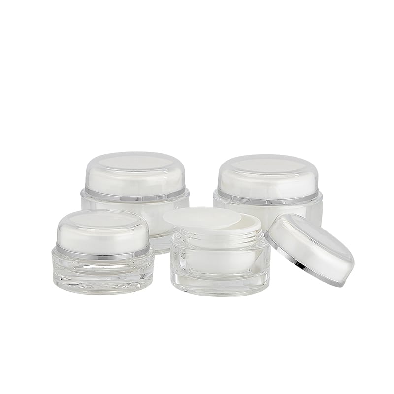 O_J03008 | 8 ML In-Stock Shiny Silver Trim Clear Jar