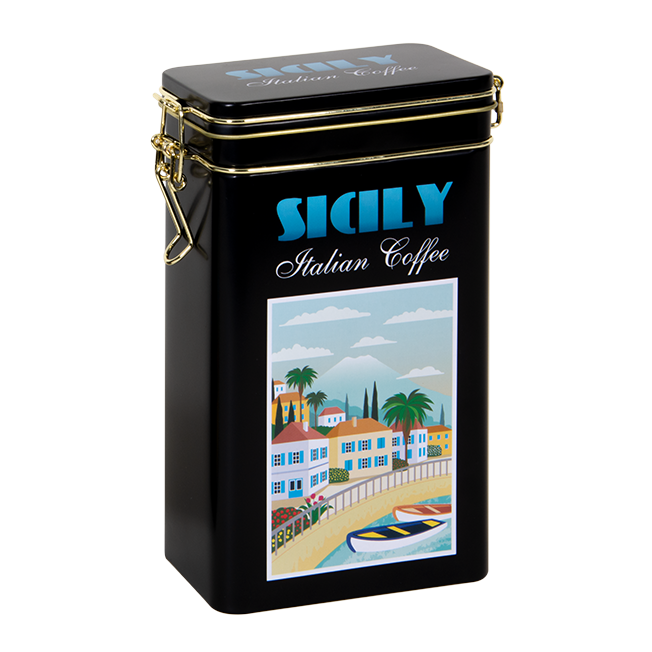 500 g rectangular coffee tin with clip closure