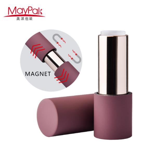 Purple round magnetic lipstick packaging plastic makeup case-Maypak