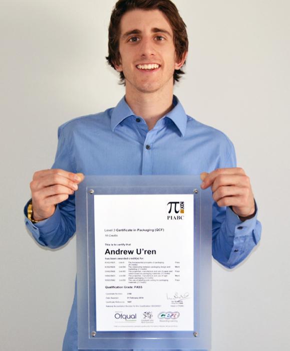 AIP scholarship winner graduates with Certificate in Packaging