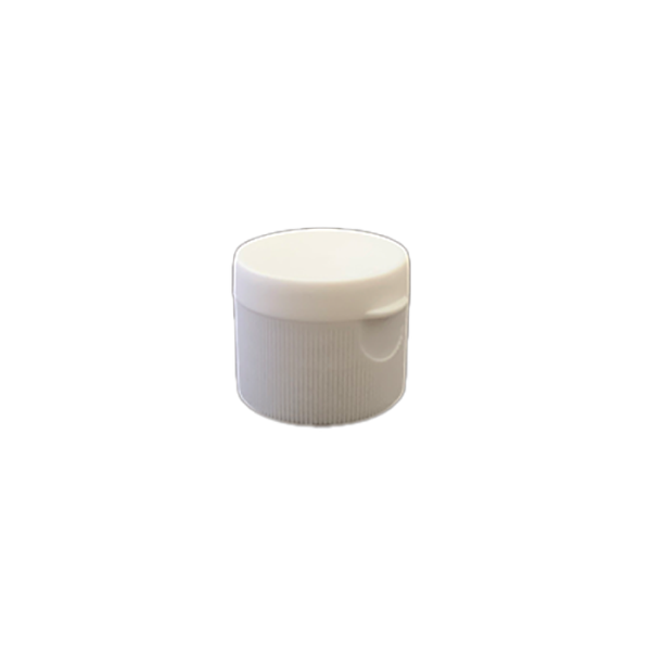 28-410 P/P White Ribbed Flip Top Cap