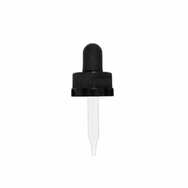 0.5 oz Black Glass Dropper (18-400) (Ribbed)