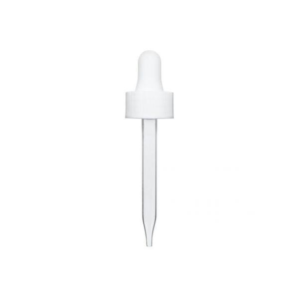 1 oz White Glass Dropper (20-400) (Semi-Ribbed)