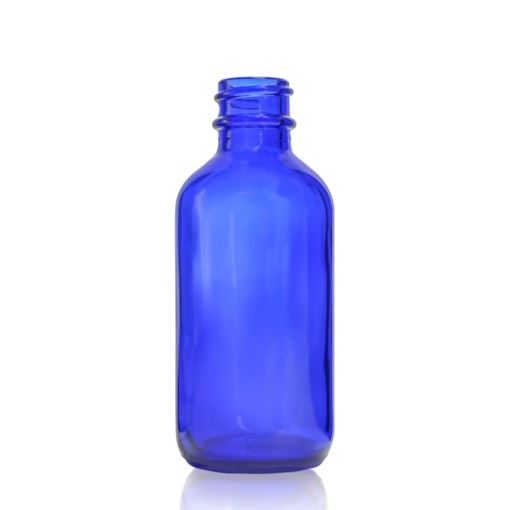 2 oz Cobalt Blue Boston Round Glass Bottle with 20-400 Neck Finish