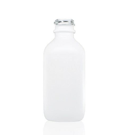 2 oz Matte White Boston Round Glass Bottle with 20-400 Neck Finish