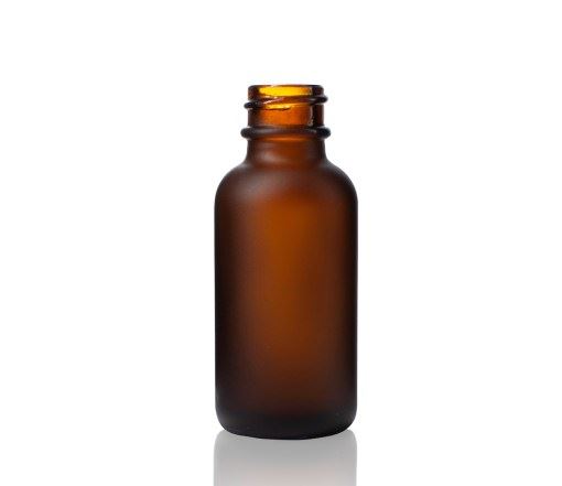 1 oz Frosted Amber Boston Round Glass Bottle with 20-400 Neck Finish