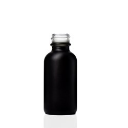 1 oz Matte Black Boston Round Glass Bottle with 20-400 Neck Finish