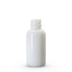 1 oz Opal White Boston Round Glass Bottle with 20-400 Neck Finish