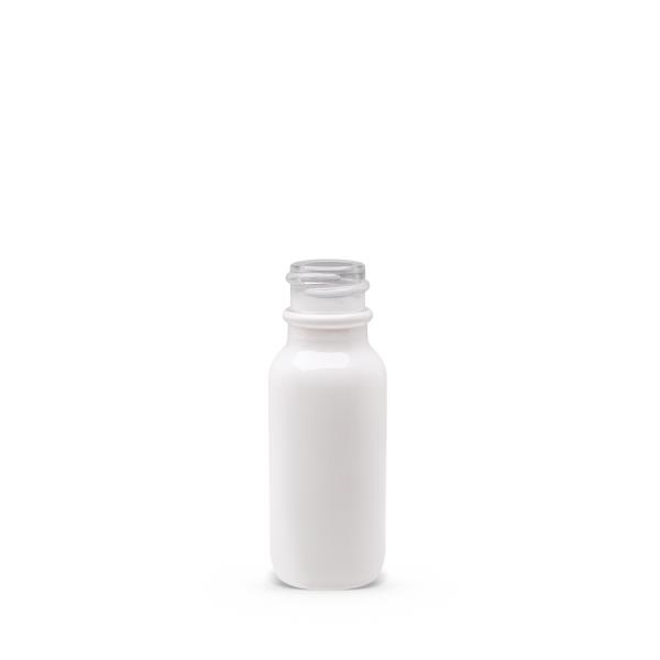 0.5 oz Glossy White Boston Round Glass Bottle with 18-400 Neck Finish