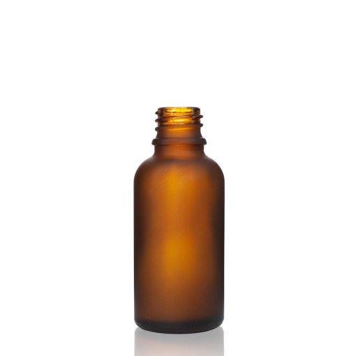 30 ml Frosted Amber Euro Round Glass Bottle with 18-DIN Neck Finish