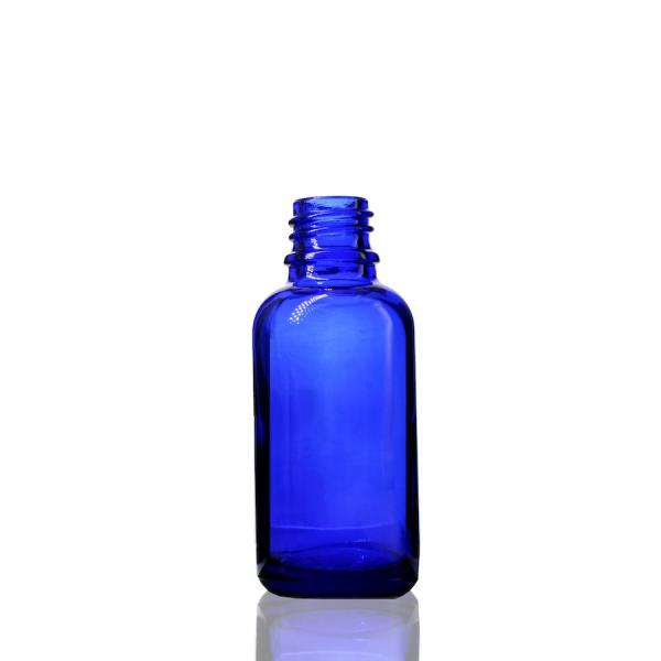 30 ml Cobalt Blue Euro Round Glass Bottle with 18-DIN Neck Finish