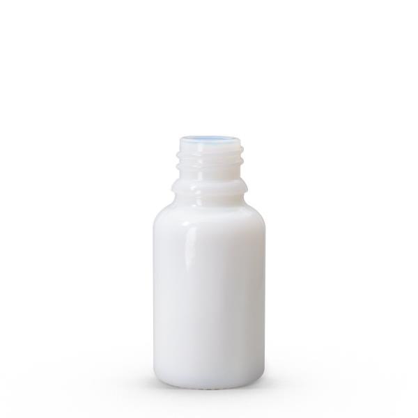 15 ml Opal White Euro Round Glass Bottle with 18 DIN Neck Finish